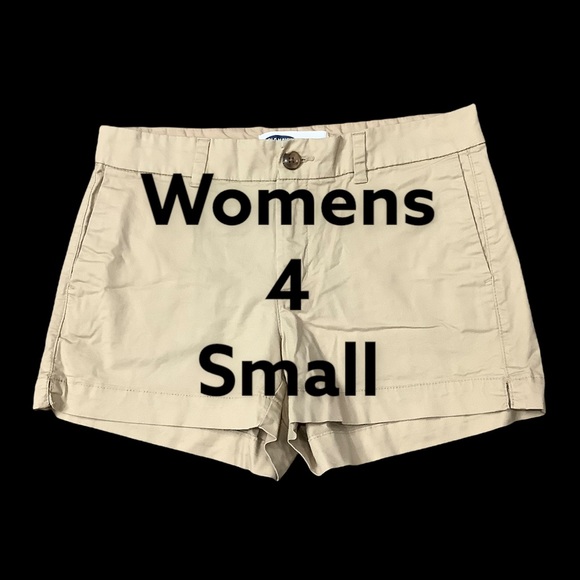 Old Navy Pants - Women's Old Navy 4 S Small Shorts Chino Khakis Tan Khaki Stretch Flat Front